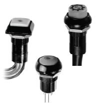 IP Series (Latching action Pushbutton,  PANEL, OFF-ON, Diam.13,60(535), Solder lugs, Round, black plunger)