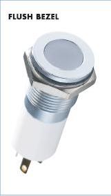 Piloto, Serie Q ( diám.14mm, rasante, led verde, marco gris satinado metal, 220Vac )