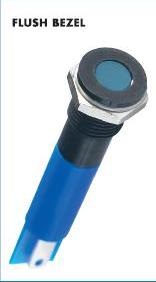 Indicator, Q series ( diam.8mm, flush, blue led, metal satin grey bezel, 12Vdc )
