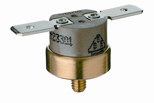 Thermostats KS, Ferme le contact, 43ºC (Bride libre, fixe les deux côtés, Fast-on 6.3mm, droit, lateral)